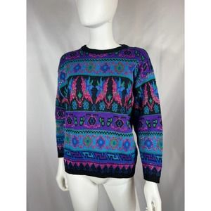 1980's Multi-Color-Blocking Knit Sweater
